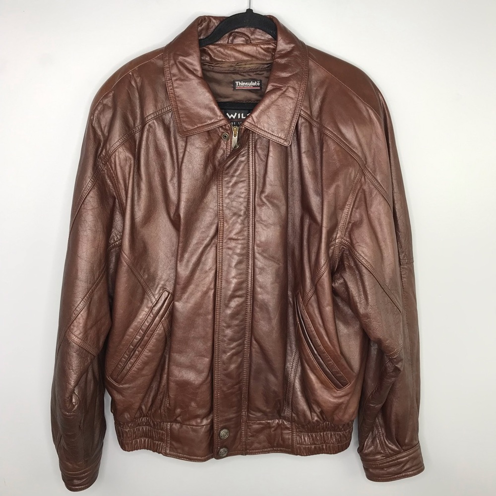 Vintage Wilson Men’s Brown Leather Jacket Sz L - Picture 7 of 12